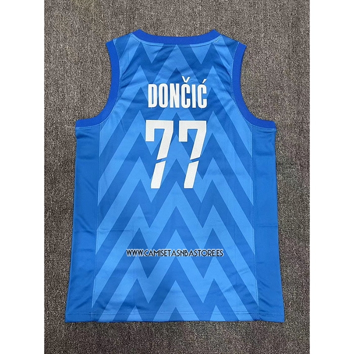 Luka Doncic NO 77 Camiseta Slovenia Segunda Azul